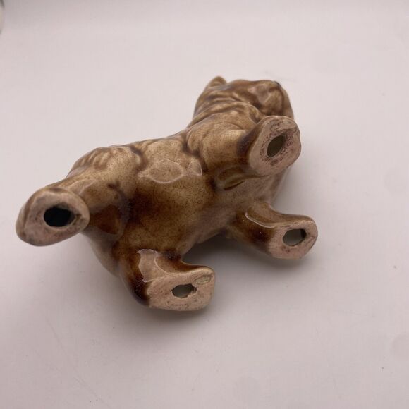 Vintage Ceramic Brown Cat Eyelashes Figurine Sweet Face Tail Up High - Picture 7 of 7